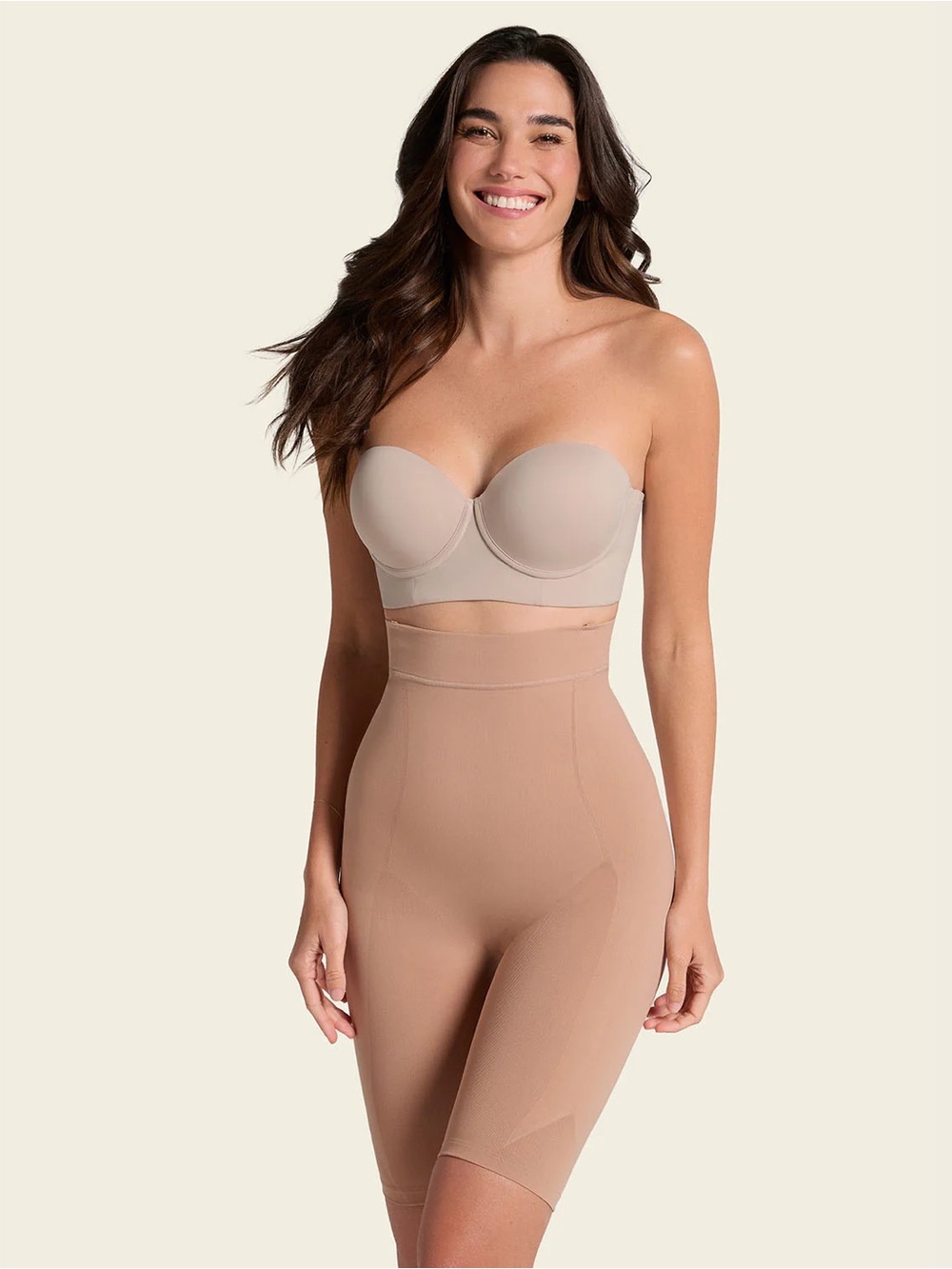 Leonisa Shapewear SkinFuse Invisible High Waisted Body Shaper Shorts in Natural